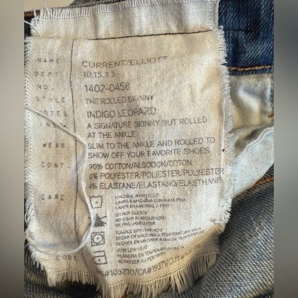 CURRENT ELLIOTT The Rolled Skinny Jeans in Indigo Leopard Size 28 - Picture 8 of 8